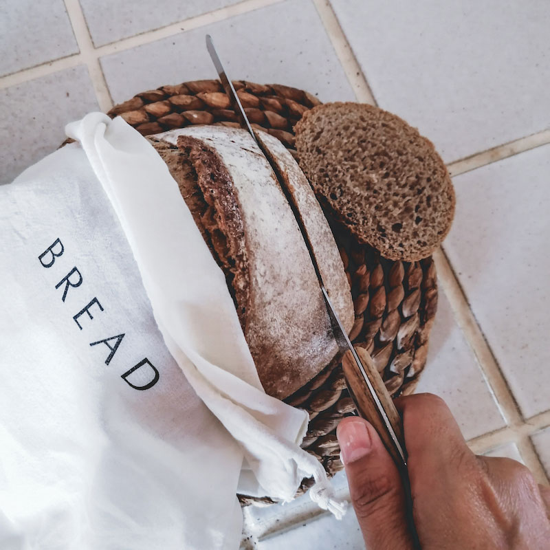 bolsa para el pan de algodón orgánico