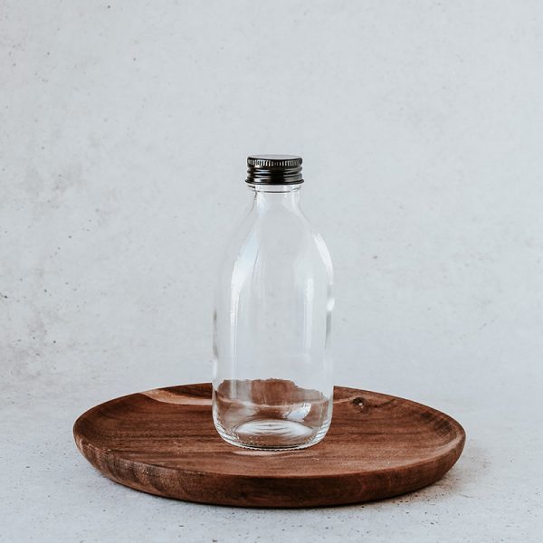 botella de vidrio transparente con tapón de rosca 250ml