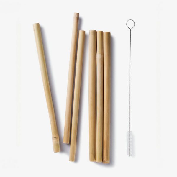 pajitas de bambú reutilizables con cepillo